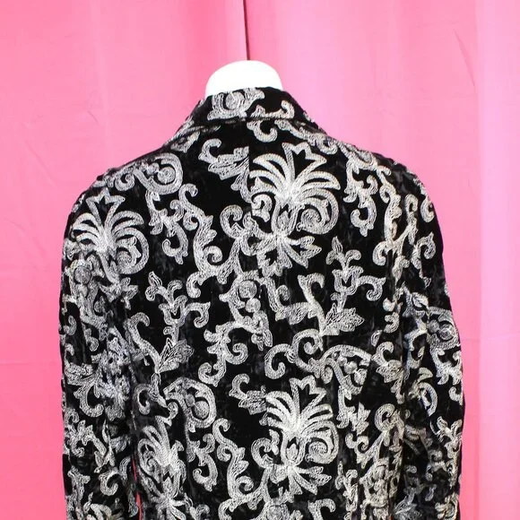 #557B Chico's Black & White Patterned Dress Jacket Size 3 (16) - Picture 4 of 10